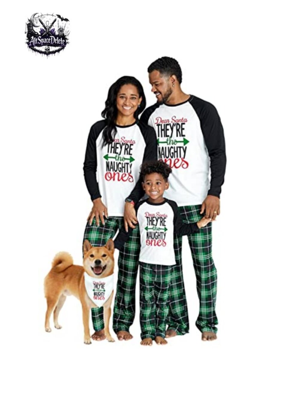 Family Christmas Pajama Set Long Sleeve Graphic Top Plaid Pants Pockets